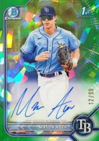 2022 Bowman Chrome Prospect Autographs #CPAMA Mason Auer Green Atomic Refractor Baseball Card