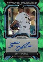 2023 Panini Prizm Potential Penmanship #PPEP Eury Perez Green Ice Baseball Card