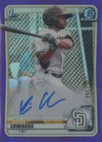 2020 Bowman Chrome Prospect Autographs #CPAXE Xavier Edwards Purple Refractor Baseball Card