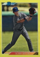 2020 Bowman Heritage Chrome Prospects #BW Bobby Witt Jr. Yellow Refractor Baseball Card