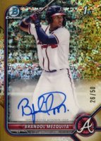 2022 Bowman Chrome Prospect Autographs #CPABMQ Brandol Mezquita Gold Mini Diamond Refractor Baseball Card