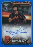 2024 Topps Chrome Rookie Autographs #RATF Tyler Fitzgerald Blue Refractor Baseball Card
