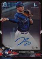 2018 Bowman Draft Chrome Draft Picks Autographs #CDAJG Jordan Groshans Black Refractor Baseball Card