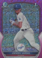 2023 Bowman Chrome Prospects #BCP218 Joendry Vargas Fuchsia Shimmer Baseball Card