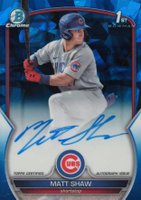 2023 Bowman Draft Sapphire Edition Chrome Prospect Autographs #CDAMS Matt Shaw Baseball Card