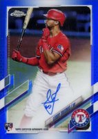2021 Topps Chrome Rookie Autographs #RALT Leody Taveras Blue Refractor Baseball Card
