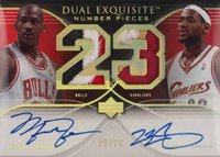 2006 Upper Deck Exquisite Collection Numbers Dual Autograph #DENJJ LeBron James/Michael Jordan Basketball Card