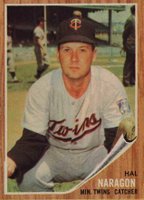 1962 Topps #164GT Hal Naragon Green Tint Baseball Card