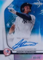 2020 Bowman Sterling Prospect Autographs #JD Jasson Dominguez Blue Refractor Baseball Card