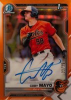 2021 Bowman Chrome Prospect Autographs #CPACMA Coby Mayo Orange Refractor Baseball Card