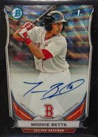 2014 Bowman Prospect Autograph #MB Mookie Betts Chrome-Black Wave Refractor Baseball Card