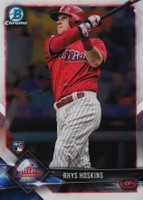 2018 Bowman Chrome #25 Rhys Hoskins Swinging Bat Baseball Card