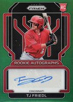 2022 Panini Prizm Rookie Autographs #RATF TJ Friedl Green Prizm Baseball Card