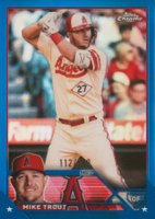 2023 Topps Chrome #27 Mike Trout Blue Refractor Baseball Card