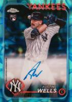 2024 Topps Chrome Update Chrome Rookie Autographs #RAAW Austin Wells Aqua/Blue Lava Lamp Baseball Card