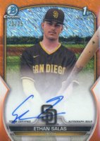 2023 Bowman Chrome Prospect Autographs #CPAESS Ethan Salas Orange Shimmer Baseball Card