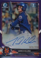 2018 Bowman Draft Chrome Draft Picks Autographs #CDAJK Jarred Kelenic Purple Refractor Baseball Card