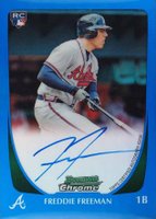 2011 Bowman Chrome #205 Freddie Freeman Autograph-Blue Refractor Baseball Card