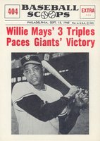 1961 Nu-Card Baseball Scoops #404 Mays 3 Triples Paces Giants Baseball Card