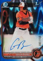2022 Bowman Chrome Prospect Autographs #CPACBS Collin Burns Blue Raywave Refractor Baseball Card