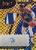 2021 Panini Select Rookie Jersey Autographs #RJJKM Jonathan Kuminga Gold Prizm Basketball Card