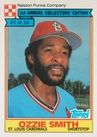 1984 Ralston Purina Hand Cut #2 Ozzie Smith Baseball Card