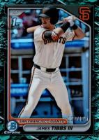 2024 Bowman Draft #BDC40 James Tibbs III Chrome-Aqua Lunar Crater Refractor Baseball Card