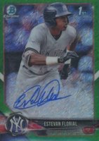 2018 Bowman Chrome Prospects Autographs #CPAEF Estevan Florial Green Shimmer Baseball Card