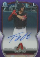 2023 Bowman Draft Chrome Prospect Autograph #CDATT Tommy Troy Purple Refractor Baseball Card