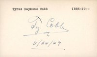 1999 Hall of Fame Autographs # Ty Cobb Index Card Baseball Card