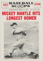 1961 Nu-Card Baseball Scoops #422 Mantle Hits Longest Homer Baseball Card