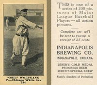 1916 Indianapolis Brewing #194 Mel Wolfgang Baseball Card