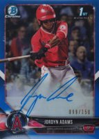 2018 Bowman Draft Chrome Draft Picks Autographs #CDAJA Jordyn Adams Blue Refractor Baseball Card
