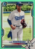 2021 Bowman Chrome Prospects #BCP196 Luis Rodriguez Aqua Refractor Baseball Card
