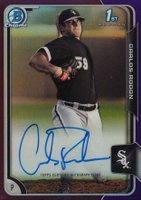 2015 Bowman Chrome Autograph Prospect #CR Carlos Rodon Purple Refractor Baseball Card