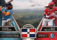 2024 Bowman Chrome International Impact #II15 Elly de La Cruz/Junior Caminero Baseball Card