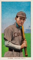 1909 White Borders Piedmont & Sweet Caporal #168 Johnny Evers With Bat-Cubs On Shirt Baseball Card