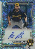 2021 Bowman Draft Chrome Draft Pick Autographs #CDAAB Alex Binelas Sparkle Refractor Baseball Card