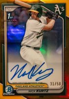 2024 Bowman Draft Chrome Prospect Autographs #CPANK Nick Kurtz Gold Refractor Baseball Card