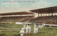 1900 Postcards & Trade # 1915 A. Israelson & Co. Postcard Red Box Warming Up At Fenway Park Baseball Card
