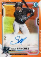 2021 Bowman Chrome Rookie Autographs #CRAJS Jesus Sanchez Orange Refractor Baseball Card
