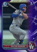 2022 Bowman Draft #BDC84 Dalton Rushing Chrome-Purple Refractor Baseball Card