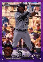 2023 Topps Chrome Logofractor Edition #145 Oscar Colas Purple Refractor Baseball Card