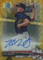 2017 Bowman Draft Chrome Draft Picks Autographs  #CDAKW  Kyle Wright Gold Wave Refractor Baseball Card