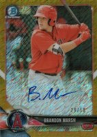2018 Bowman Chrome Prospects Autographs #BCPABM Brandon Marsh Gold Shimmer Baseball Card
