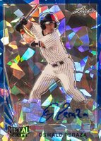 2021 Leaf Metal Draft 1990 Leaf Autographs #OP1 Oswald Peraza Blue Crystals Baseball Card