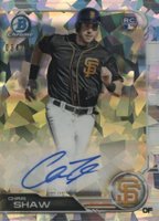 2019 Bowman Rookie Autographs Chrome #CST Chris Shaw Atomic Refractor Baseball Card