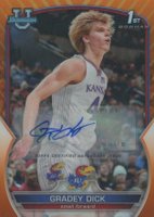 2022 Bowman Chrome University #41 Gradey Dick Prospect Autograph-Orange Refractor Basketball Card