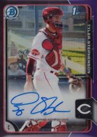 2015 Bowman Chrome Draft Pick Autograph #BCATS Tyler Stephenson Purple Refractor Baseball Card