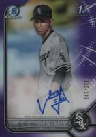 2022 Bowman Chrome Prospect Autographs #CPANVA Norge Vera Purple Refractor Baseball Card